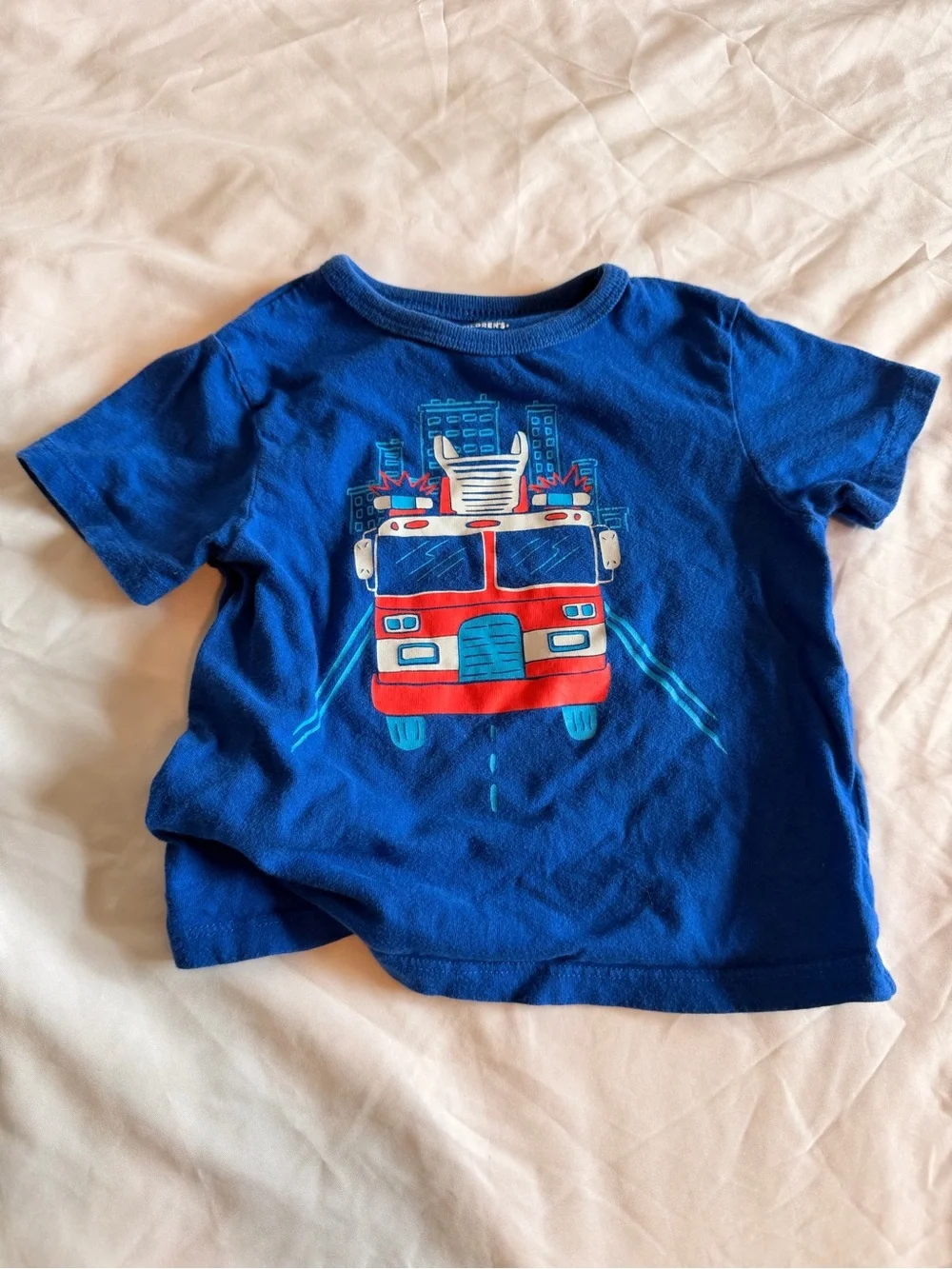 The Children's Place Royal Blue Toddler Tee with Firetruck Graphic